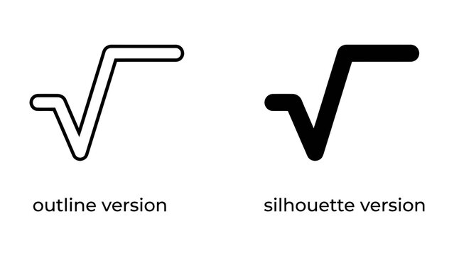 Square Root Symbol Outline and Silhouette