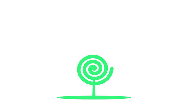 Minimalist green spiral tree icon isolated on white background