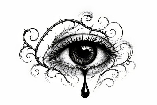 Ojo de tinta con l&aacute;grimas y espinas