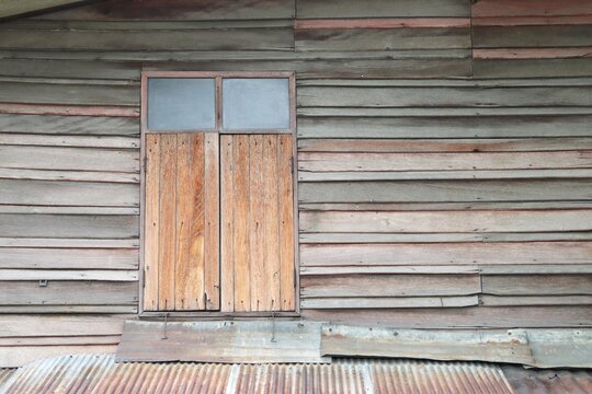 Old wooden wall and windows pattern background