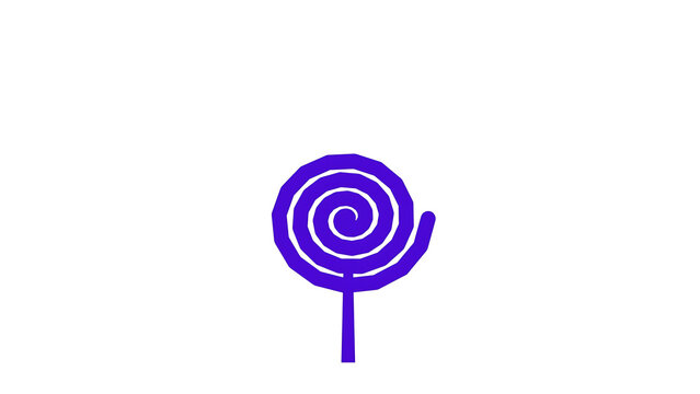 Isolated purple lollipop icon with spiral candy design on transparent background