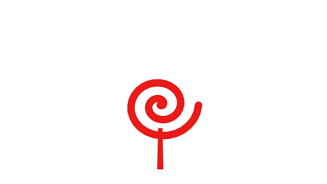 Red spiral lollipop candy isolated on white background for sweet treat design