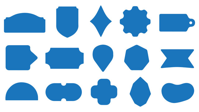 Collection of blue shaped frames and decorative design elements