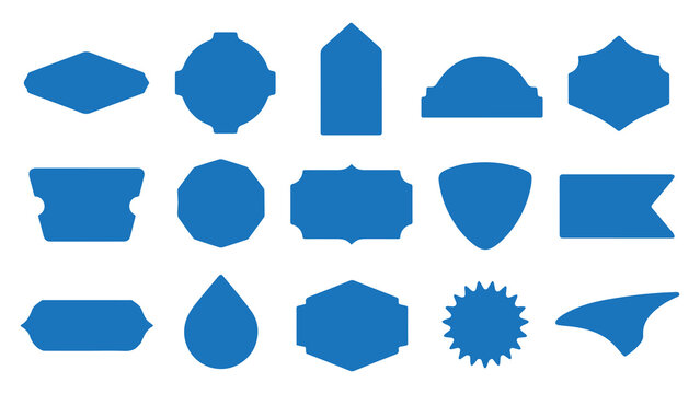 Collection of blue blank frames and badges for design