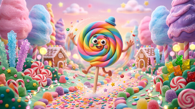 Colorful candy and lollipop explosion illustration