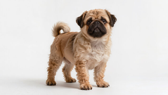 Pugapoo Dog Isolated on Seamless White Studio Background