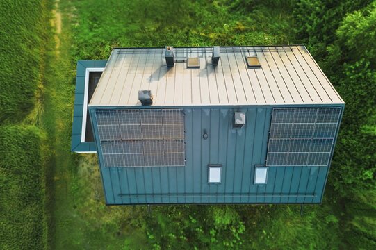 Solar Panels on Roofs Providing Renewable Energy