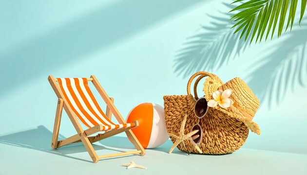 Beach chair ball bag starfish palm summer relaxation