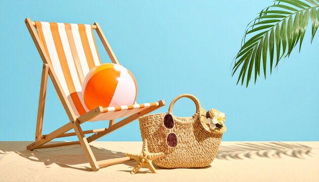 Beach chair ball bag starfish palm summer relaxation