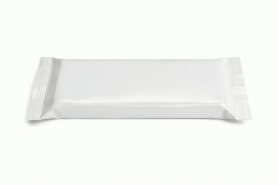 White snack bar wrapper isolated on white background. Food branding mock-up.