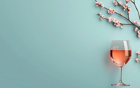 Ros? wine glass with cherry blossoms (1)