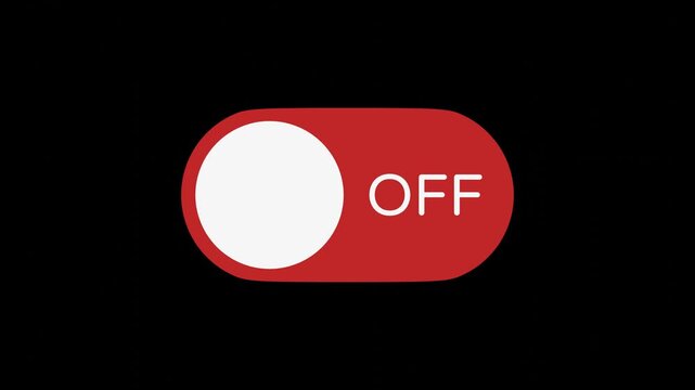 Toggle Switch On Off Looping Animation on black background 4K