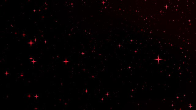 Plain black background featuring bright red shimmering celestial star clusters glowing intensely