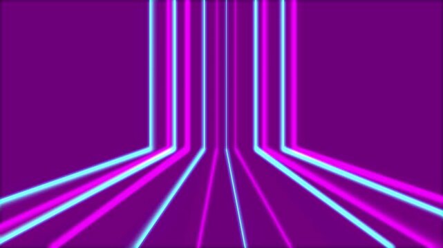 Abstract neon lines motion on purple backdrop creating futuristic digital grid effect for high energy technology presentations and nightclub visuals.