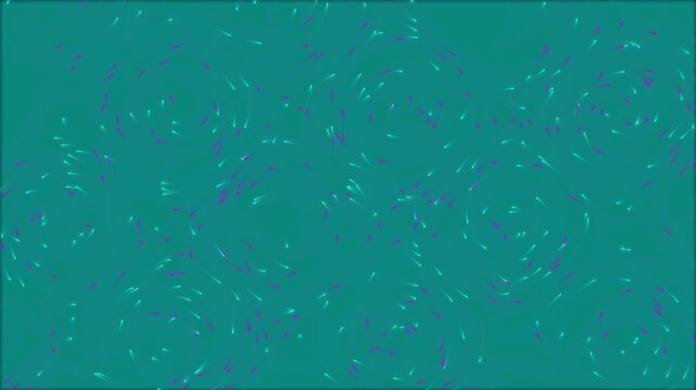 Abstract teal background with swirling light streaks and small purple dots in dynamic motion for digital use.