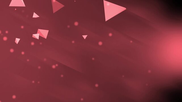 Abstract background with floating translucent triangles and bokeh light particles animation