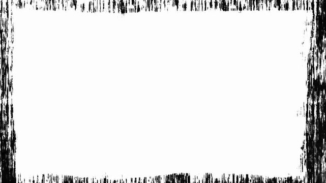 Grungy black ink border frame overlay flickering on plain white background for vintage film effect.