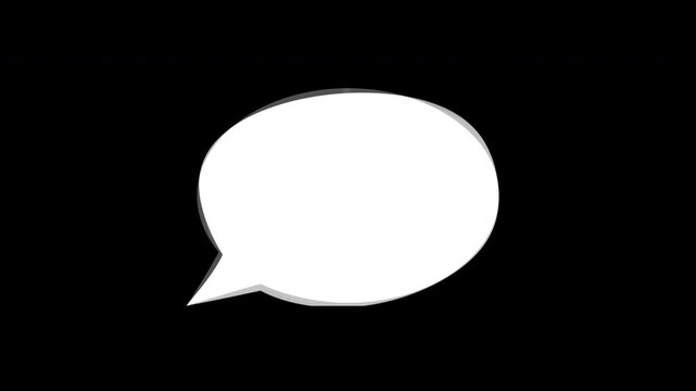 Animated White Speech Bubble Loop with Alpha Channel Transparent Background