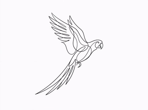 Elegant abstract parrot bird line art illustration on white background