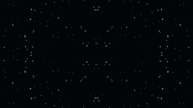 Abstract symmetrical pattern with glowing stars on dark background