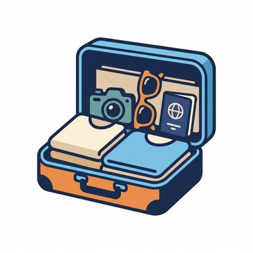 Open Travel Suitcase Icon &ndash; Modern Flat Vector Illustration