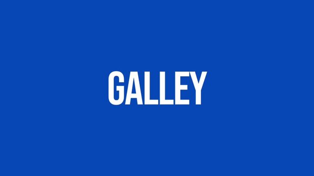 Animated white GALLEY text appears on a vivid blue background, evoking ship kitchens, marine travel, cooking spaces, and nautical life.