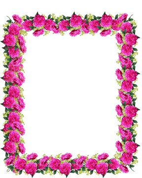 frame made of pink flowers