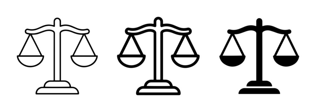Scales of Justice Icons, Balance Symbol Vector Set, Legal Law Symbols