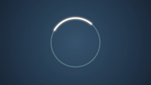 computer loading animation circle with glowing progress bar on dark blue background, motion graphic for explainer videos