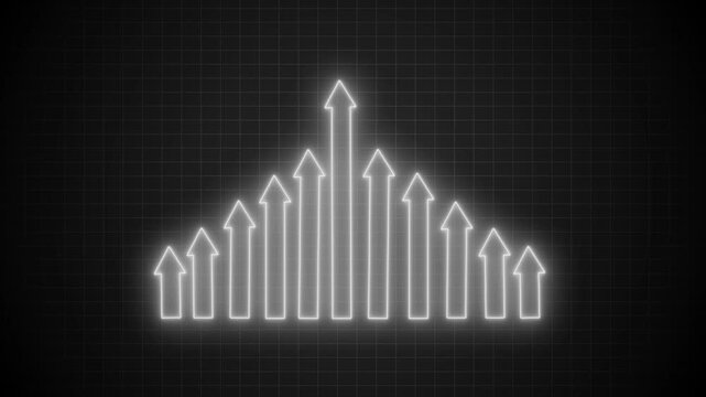 Neon Positive Financial Trend Animation with Growing Business Chart Elements