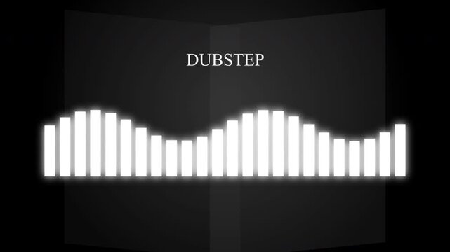 Dubstep intro template animation with glowing equalizer bars and text, motion graphics promo background loop