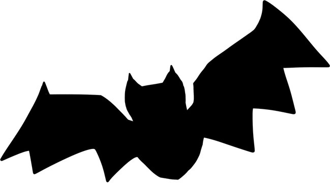Flock of flying black bats silhouette illustration for Halloween background