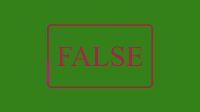 False stamp animation on green background, a 4K motion graphic with a simple design