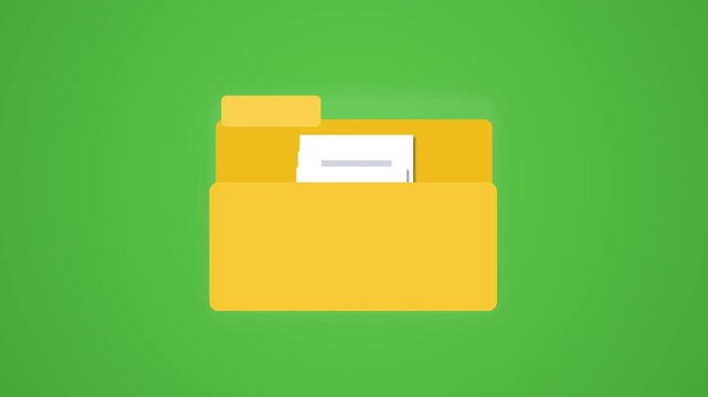 Animated folder icon with document inside, motion graphic loop