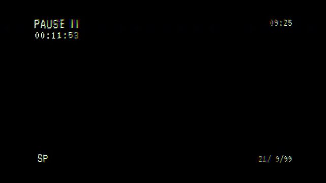 4k Vintage Pausing VHS artifacts effect overlay, Glitches error from an old tape. No signal tv glitch effect. 4k Video alpha channel