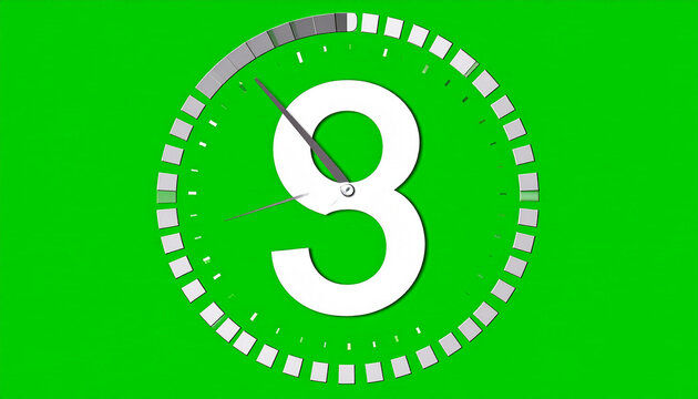 Digital Countdown Timer with a Large Number 8 Displayed on a Vibrant Green Screen Background for Video Editing and Motion Graphics