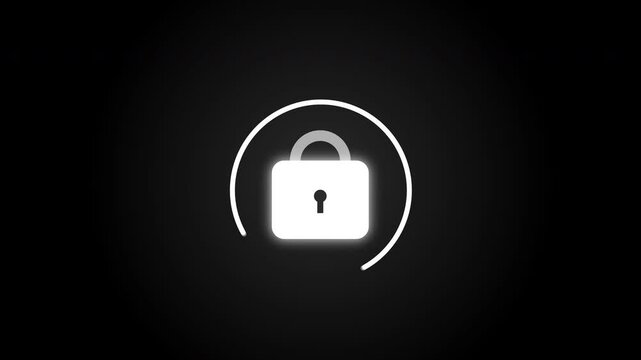 Animated lock icon, security symbol, protection concept, data privacy, safe access, closed padlock, digital security, cybersecurity, confidential information, authentication motion graphic