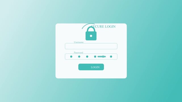 Login form with password animation motion graphic, security lock icon and input fields