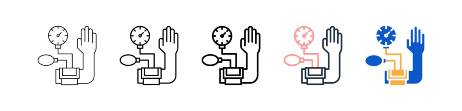 Blood Pressure different style icons set vector illustration. 