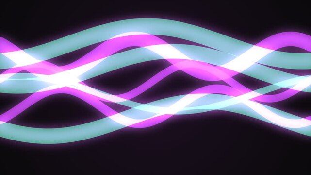Neon glowing abstract waves moving in a continuous loop pattern for modern digital background