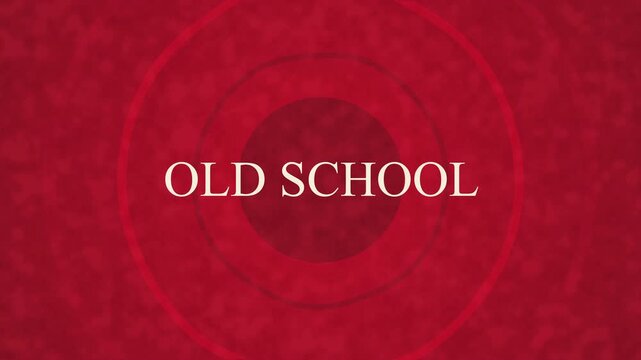 Old school cartoon grunge intro with concentric red circular curtains and textured background, vintage retro opener