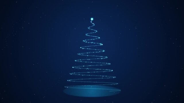 Elegant Light Spiral Christmas Tree in Deep Night Sky