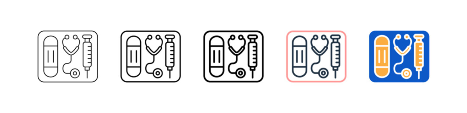 Medical Equipment different style icons set vector illustration. 