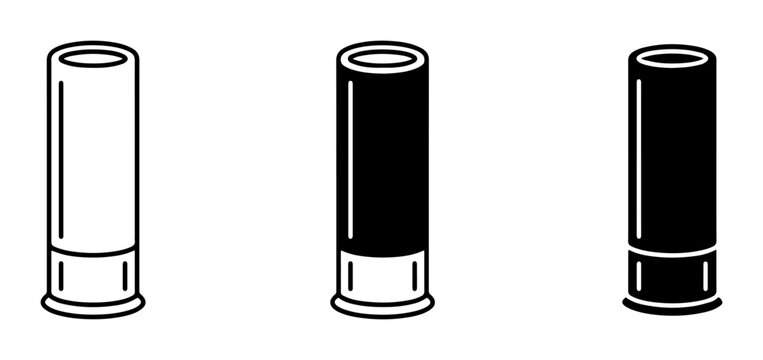 Shotgun Shell Icons, Ammunition Vector Graphics, Firearm Cartridge Set