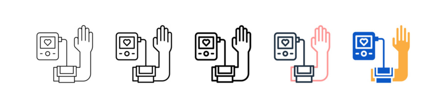 Blood Pressure different style icons set vector illustration. 