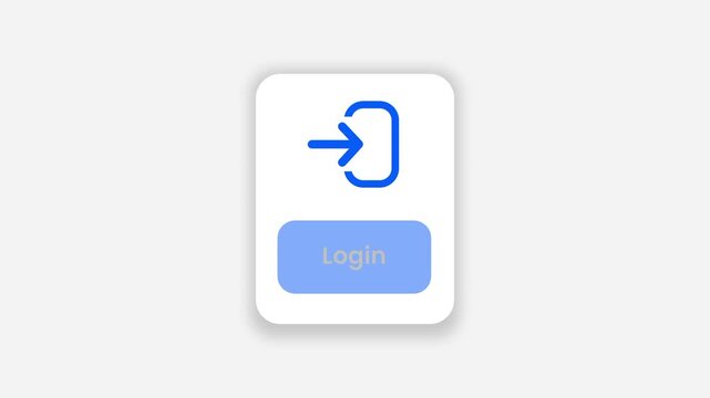 A simple minimalist login icon showing an arrow entering a door symbol above a blue login button used for user authentication screens in mobile apps