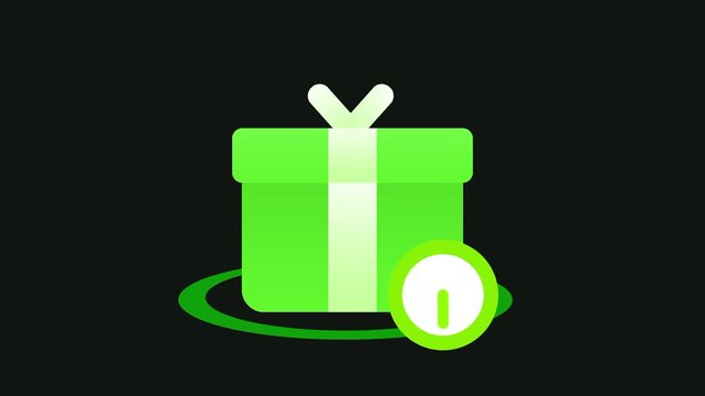 A green gift box icon with a ribbon bow on top and a small clock timer badge attached representing a limited time special offer on dark background