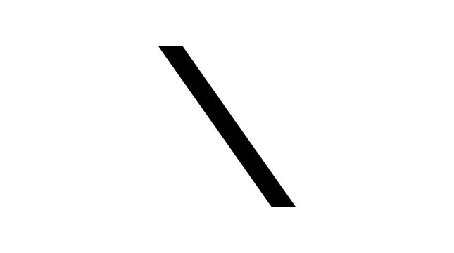 Black backslash symbol isolated on white background for web design and programming interface.