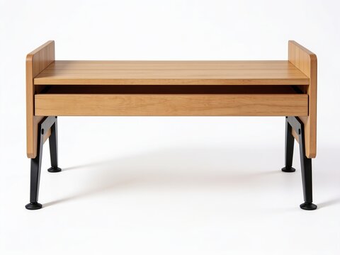 Front view of a study desk  on a clean isolated pure white background.