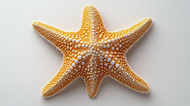 Orange starfish, ocean animal, white background, coastal, nature